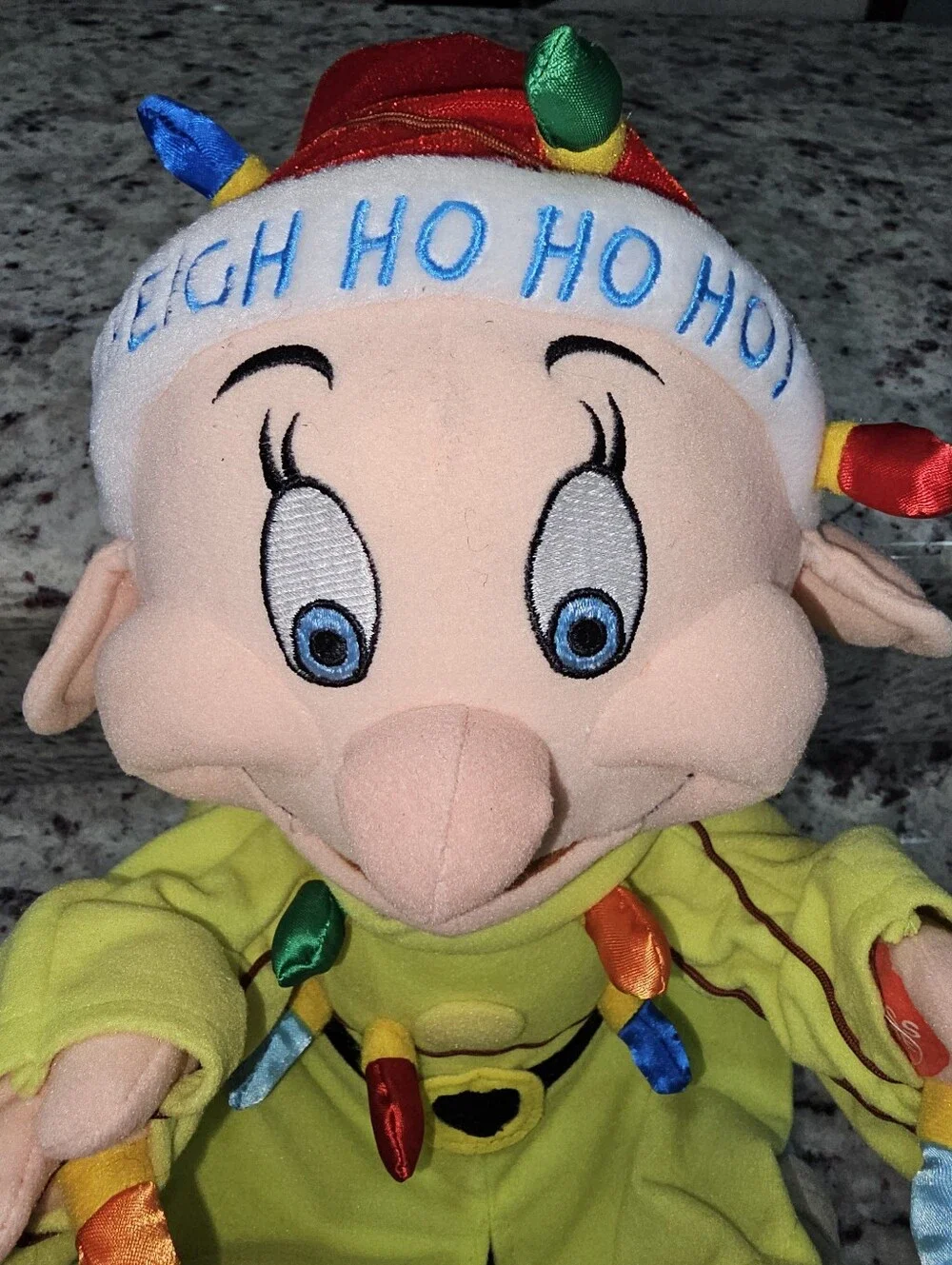 Disney Dopey Christmas Lights Snow White Seven Dwarfs Holiday Plush 12
